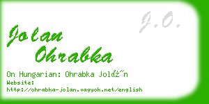 jolan ohrabka business card